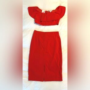 Elegant Red Women's 2 piece top/skirt NWT